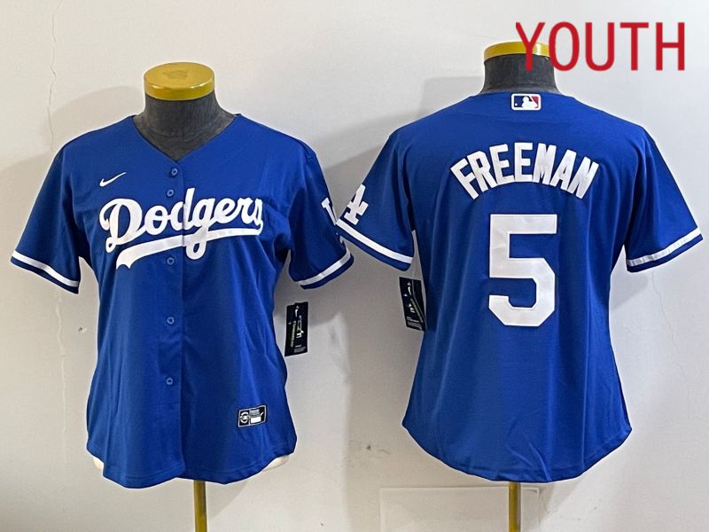 Youth Los Angeles Dodgers #5 Freeman Blue Game 2024 Nike MLB Jersey style 11205